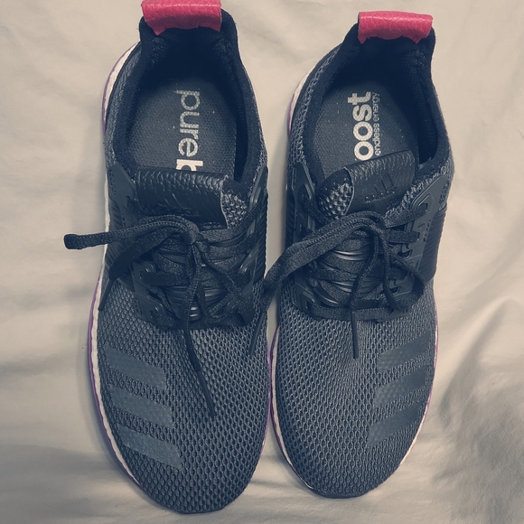 ADIDAS Pure Boost Wmns 7.5 Black Running Sneakers - Picture 13 of 13
